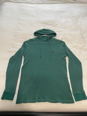 Billabong Men's Teal Green Knit Hooded Crewneck Sweater